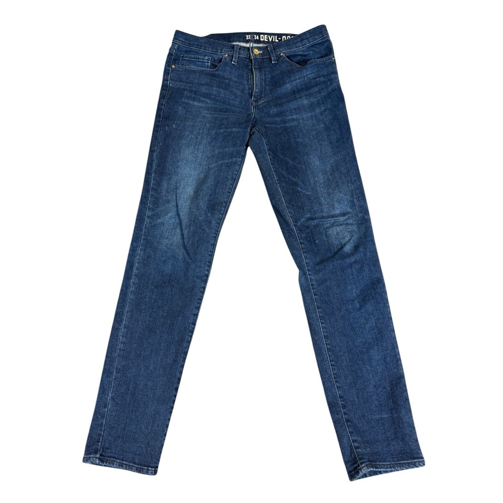 Devil Dog Jeans Mens 32x34 Blue Slim Tapered Denim Medium Wash Causal Work Pants
